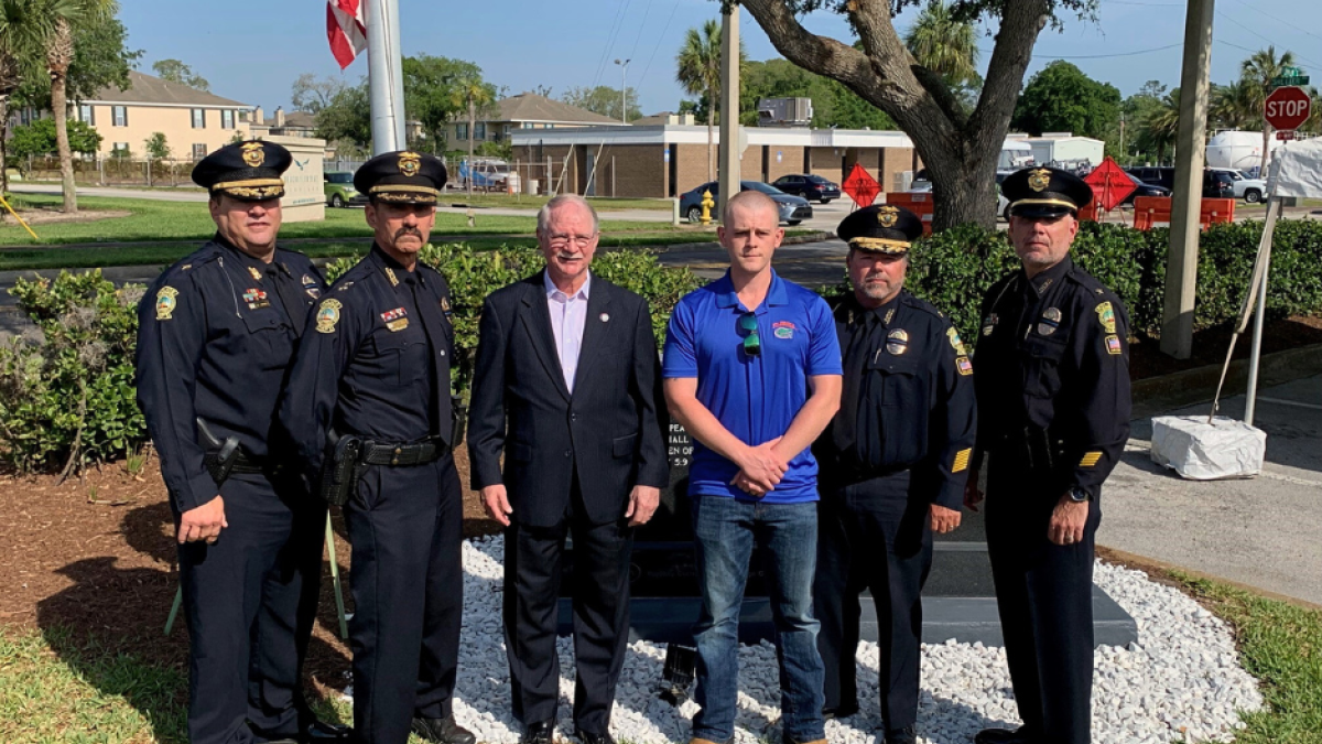 Representative Rutherford with officers from Jacksonville Sheriffs Office in Northeast Florida.