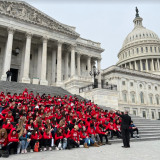 Congressman John Rutherford speaking to students on the steps of the U.S. Capitol building.