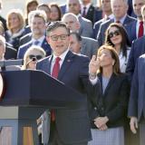 Newly elected Speaker Johnson delivers remarks on the steps of the U.S. Capitol in Washington, D.C.